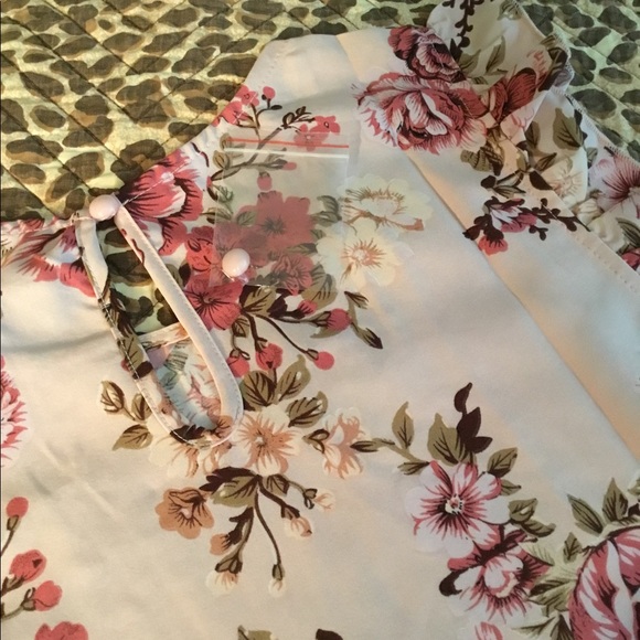 Boho Pink Floral Print Romantic Top - Picture 6 of 6